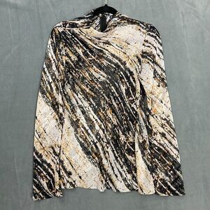 Zara Top Large Draped Sheer Long Sleeves Shirt Office Siren Wild Flare Cuff Sexy